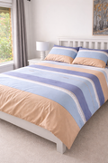 100% cotton bedding set on queen bed — quilt cover, fitted sheet and pillowcases