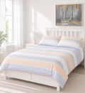 100% cotton bedding set on queen bed — quilt cover, fitted sheet and pillowcases
