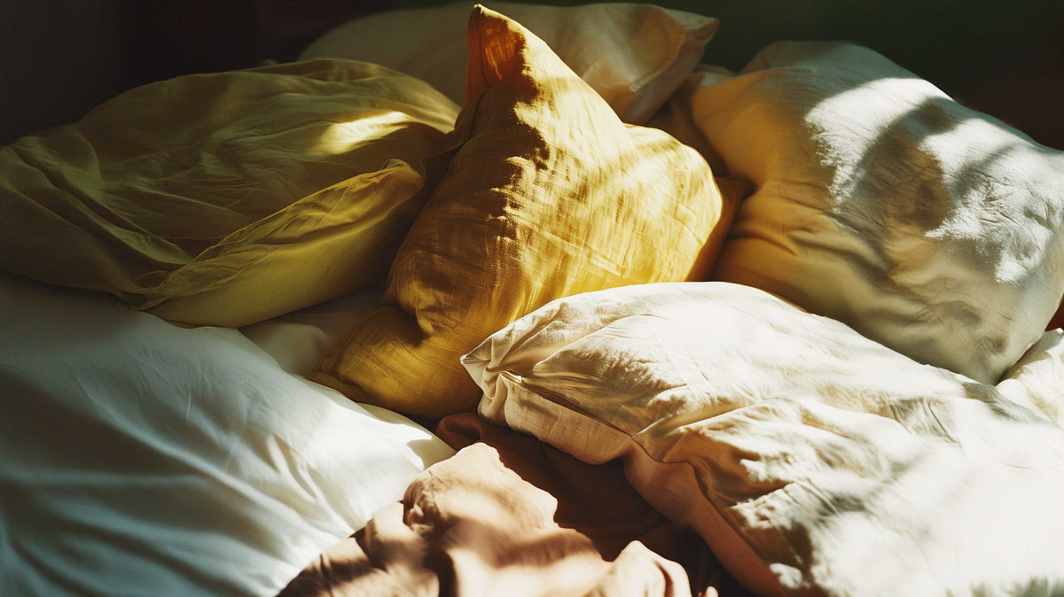 100% cotton bedding set on a made bed